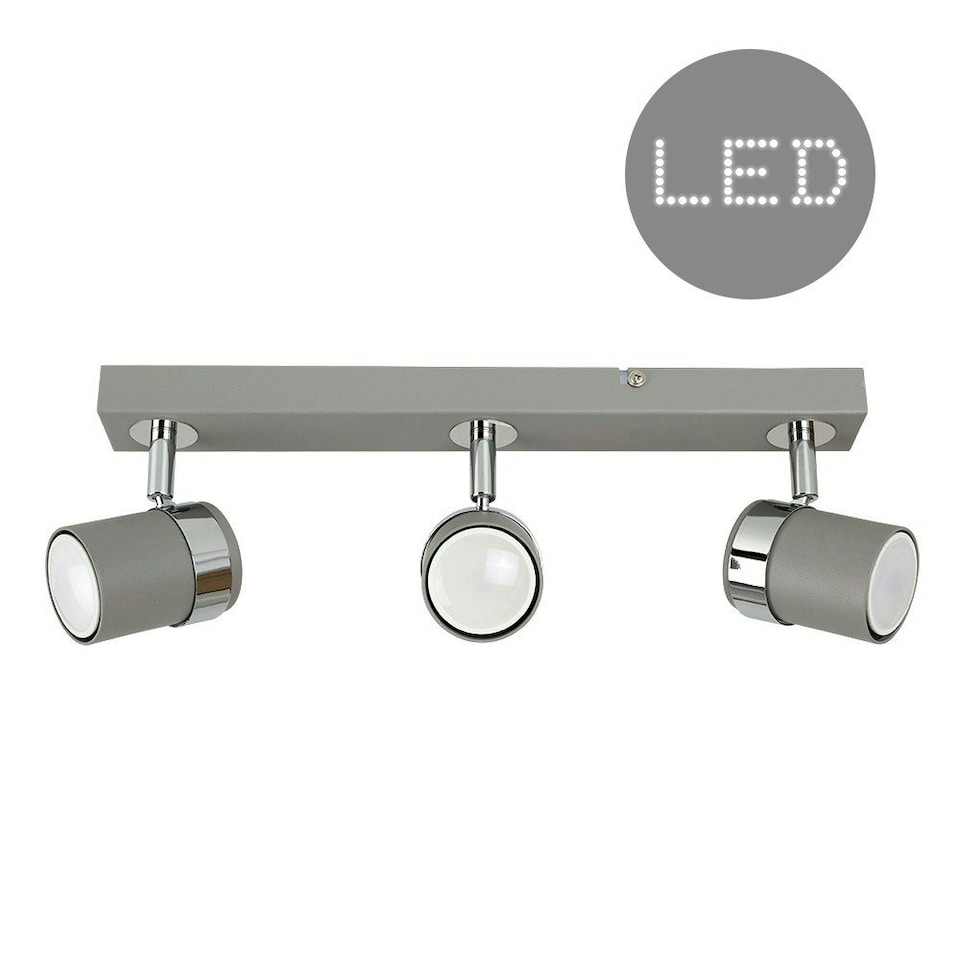 image 1 of ValueLights Rosie Cement Ceiling Bar Spotlight and GU10 Spotlight LED 5W Warm White 3000K Bulbs
