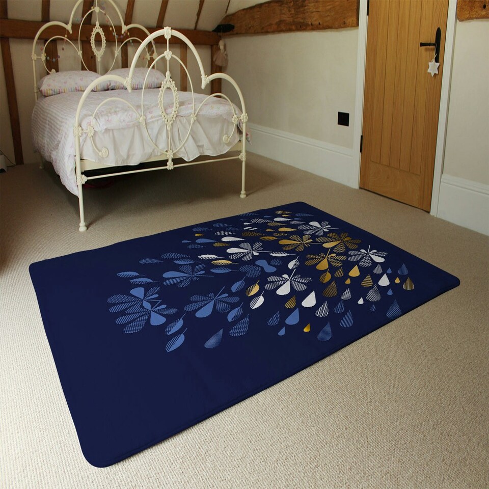 image 1 of Autumn print (Rug) Blue | XL: 160x230cm