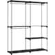 image 1 of Large Capacity Freestanding Portable Wardrobe with Shelves and Hanging Rods, Ink Black