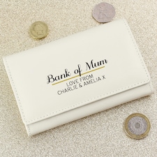 Personalised Cream Leather Purse Cream