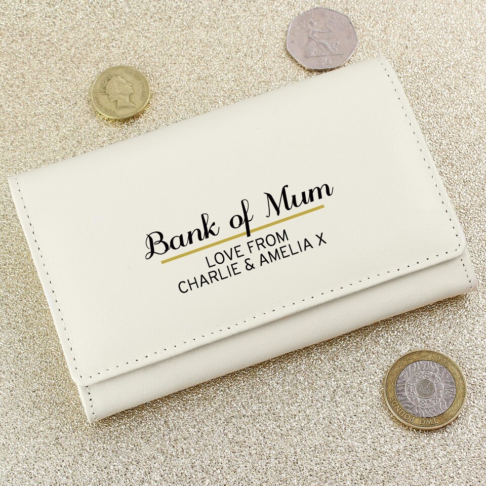 image 1 of Personalised Cream Leather Purse Cream