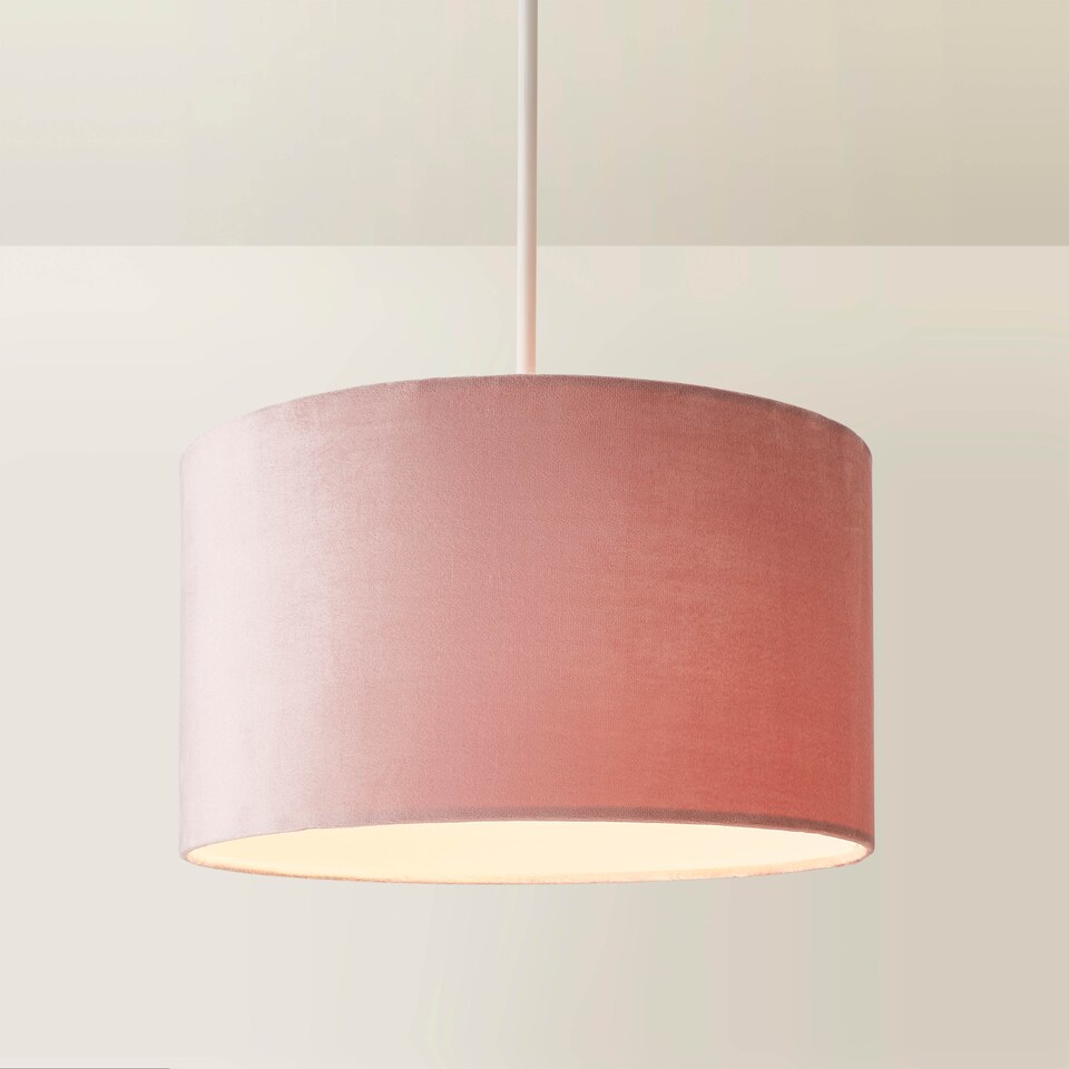 image 1 of ValueLights Reni Medium Pink Velvet Pendant Shade | Pink