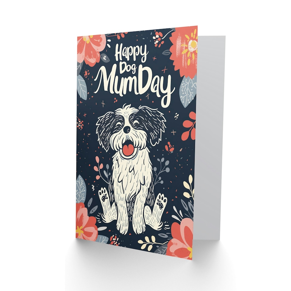 image 1 of Mothers Day Card Puppy Flowers Dog Mum Card