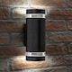 image 3 of Auraglow Outdoor Double Up & Down Wall Light - ELTON | Black | Black/Warm White