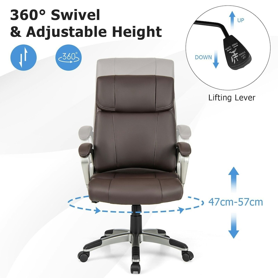 image 1 of COSTWAY Executive Office Chair Computer Desk Chair Brown Brown