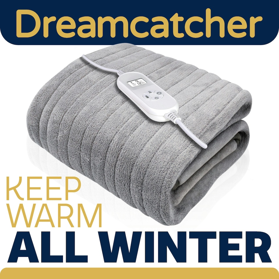 image 1 of Dreamcatcher Electric Heated Fleece Blanket Throw 160x120cm - Silver