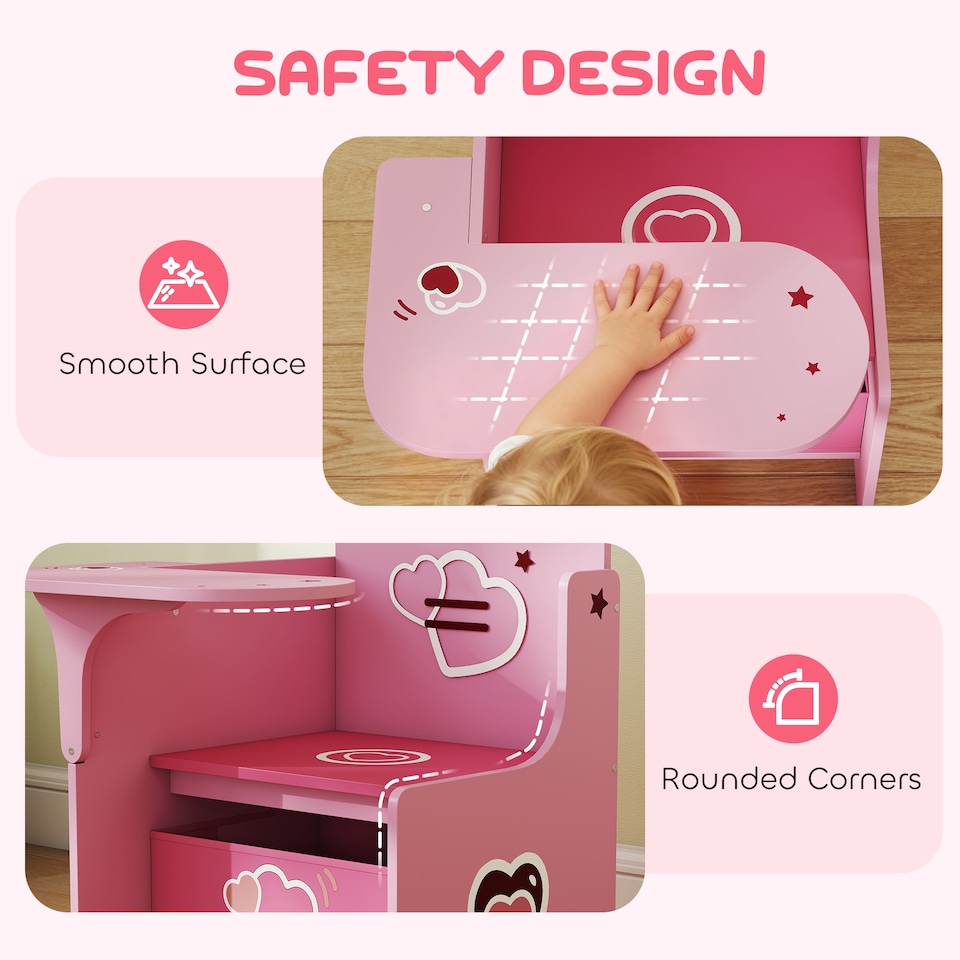 image 1 of AIYAPLAY Kids Table and Chair Set, Toddler Desk Chair with Storage Bins | Pink