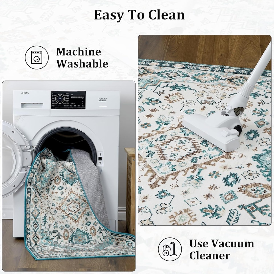 image 1 of London Boutique Washable Greenish Area Rug Living Room Rug Non-Slip 240 x 340cm