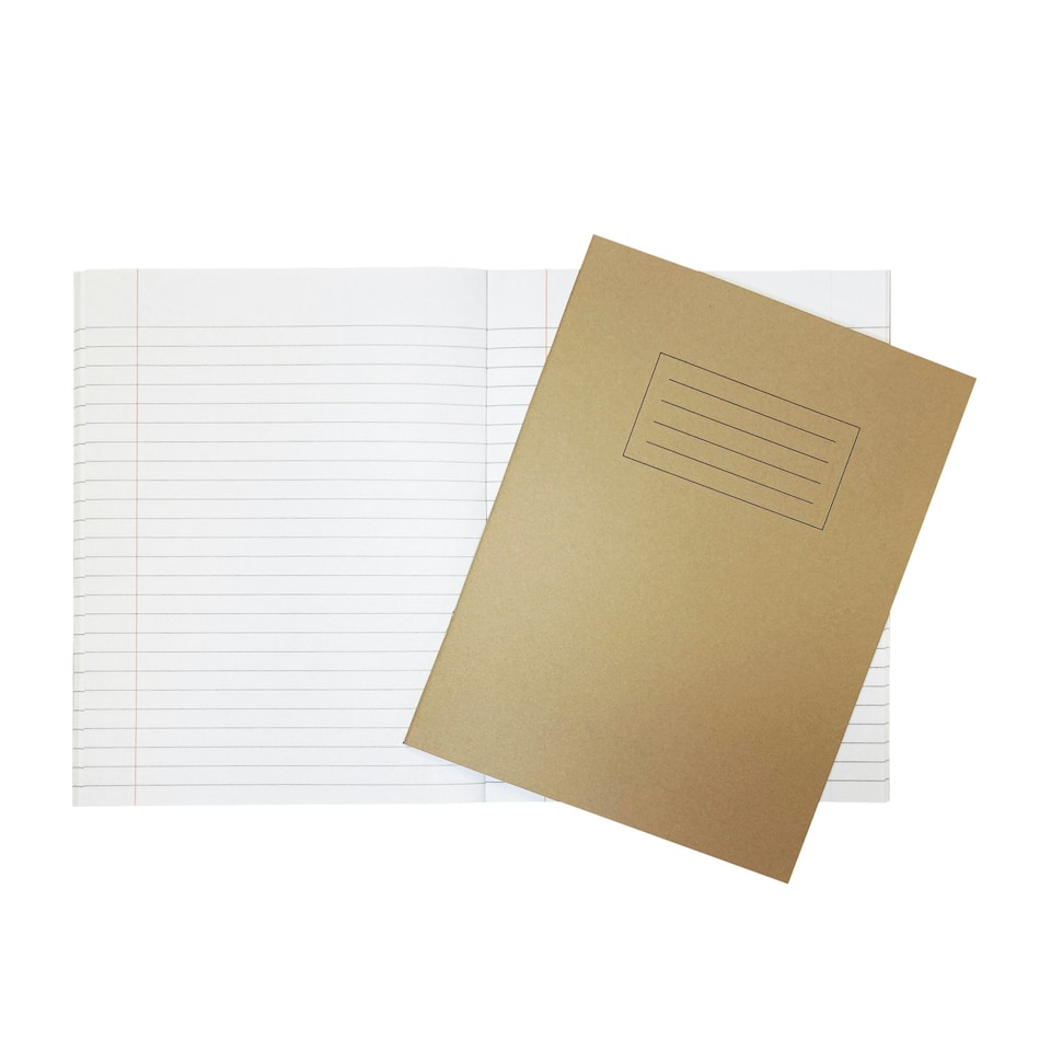 image 1 of Janrax 9x7" Buff 80 Page Feint Ruled with Margin Exercise Book WF Paper with 225gsm Manilla Cover