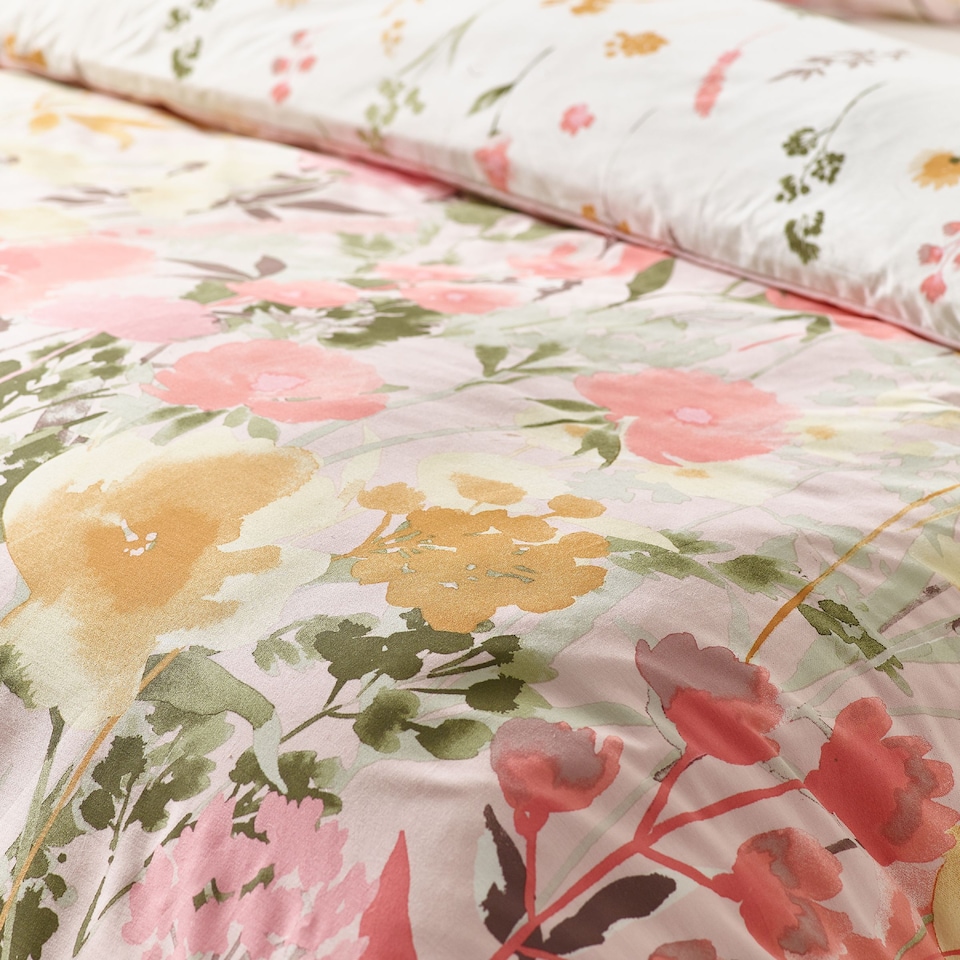 image 1 of Countryside Floral Reversible Duvet Cover Set | Pink | King