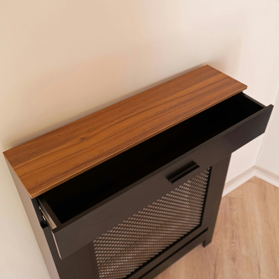 image 1 of Black Radiator Cover With Draw and Contrast Top Small