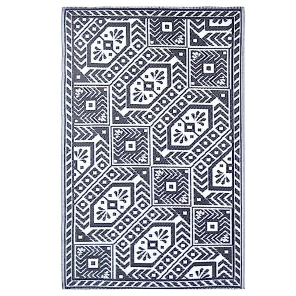 image 1 of Small Outdoor Carpet Diamond B/W Multi