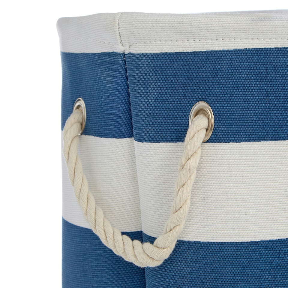 image 1 of Nautical Blue And White Stripes Laundry Hamper Blue