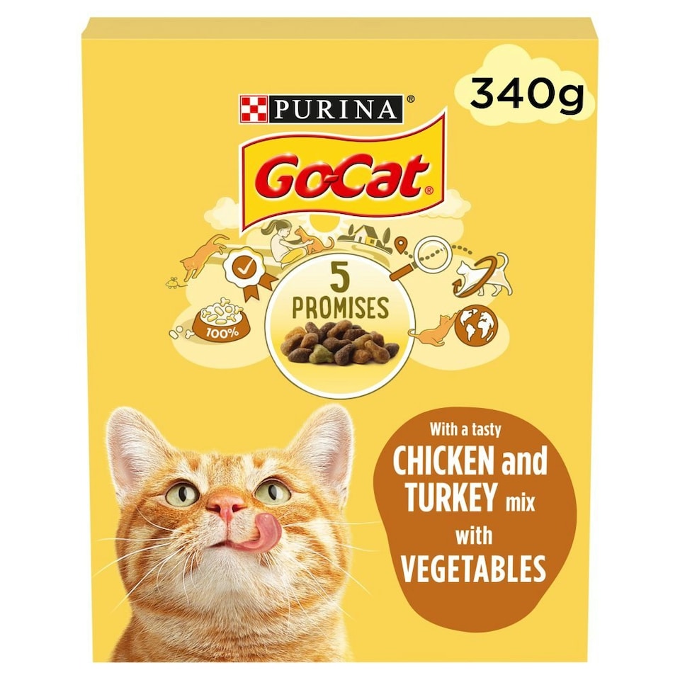 image 1 of Go-Cat with a Tasty Chicken and Turkey Mix and with Vegetables 1+ Years 340g (Pack of 6)
