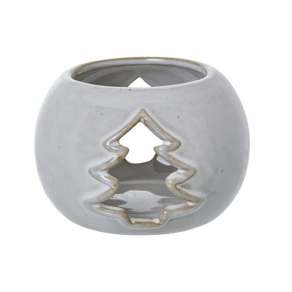 image 1 of Hill Interiors Ceramic Christmas Tree Tealight Holder - White - One Size