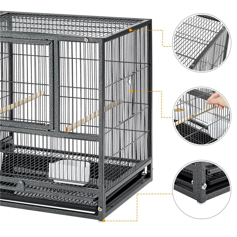 image 1 of Yaheetech 52.5 cm Tall Stackable Divided Wide Breeder Bird Cage Black