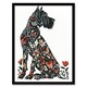 image 1 of Dog Lover Great Dane with Pink Floral Pattern Black Framed Wall Art Print A4