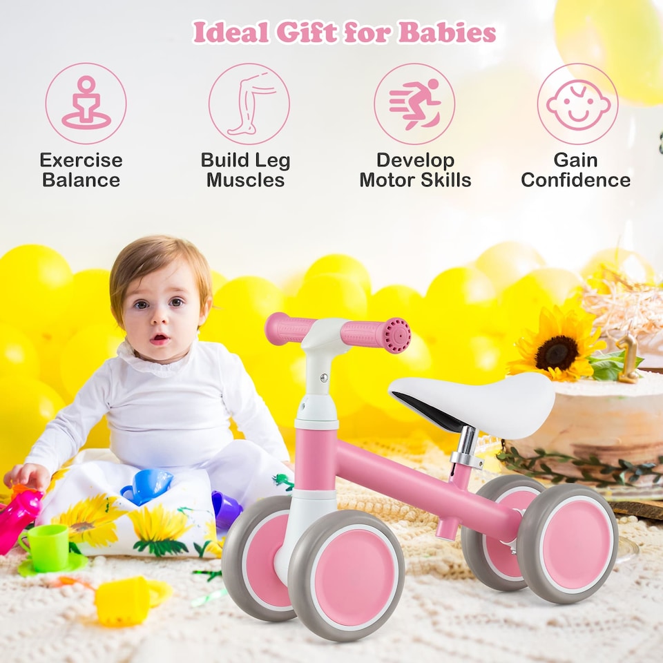 image 1 of COSTWAY Baby Balance Bike Toddler Balance Bike w/Height Adjustable Handle-Pink