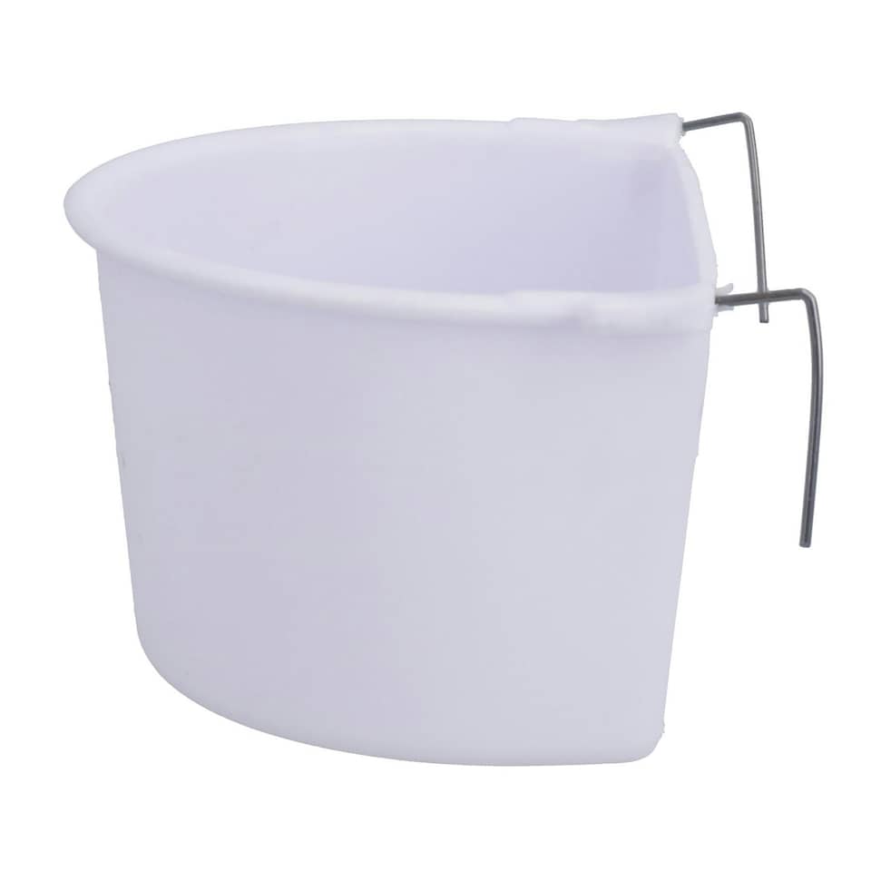 image 1 of 2PK Large White Plastic Bird Feeder Primary Bird Food/Water Cage Dish 11.5cm White