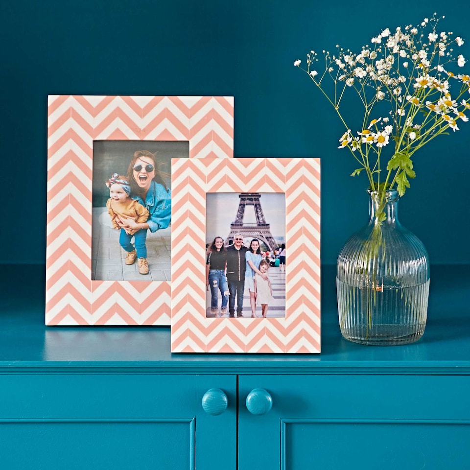 image 1 of Advika Pink Chevron Patterned Photo Frame