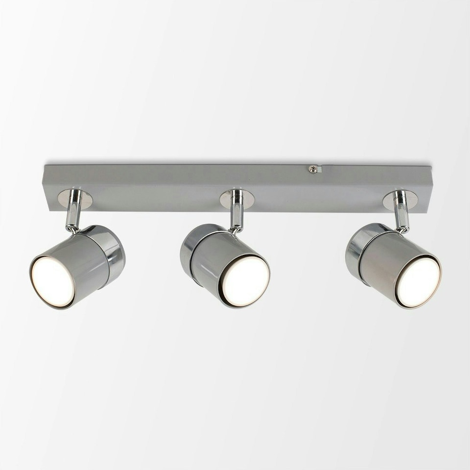 image 1 of ValueLights Rosie 3 Way Grey Ceiling Bar Spotlight | Grey