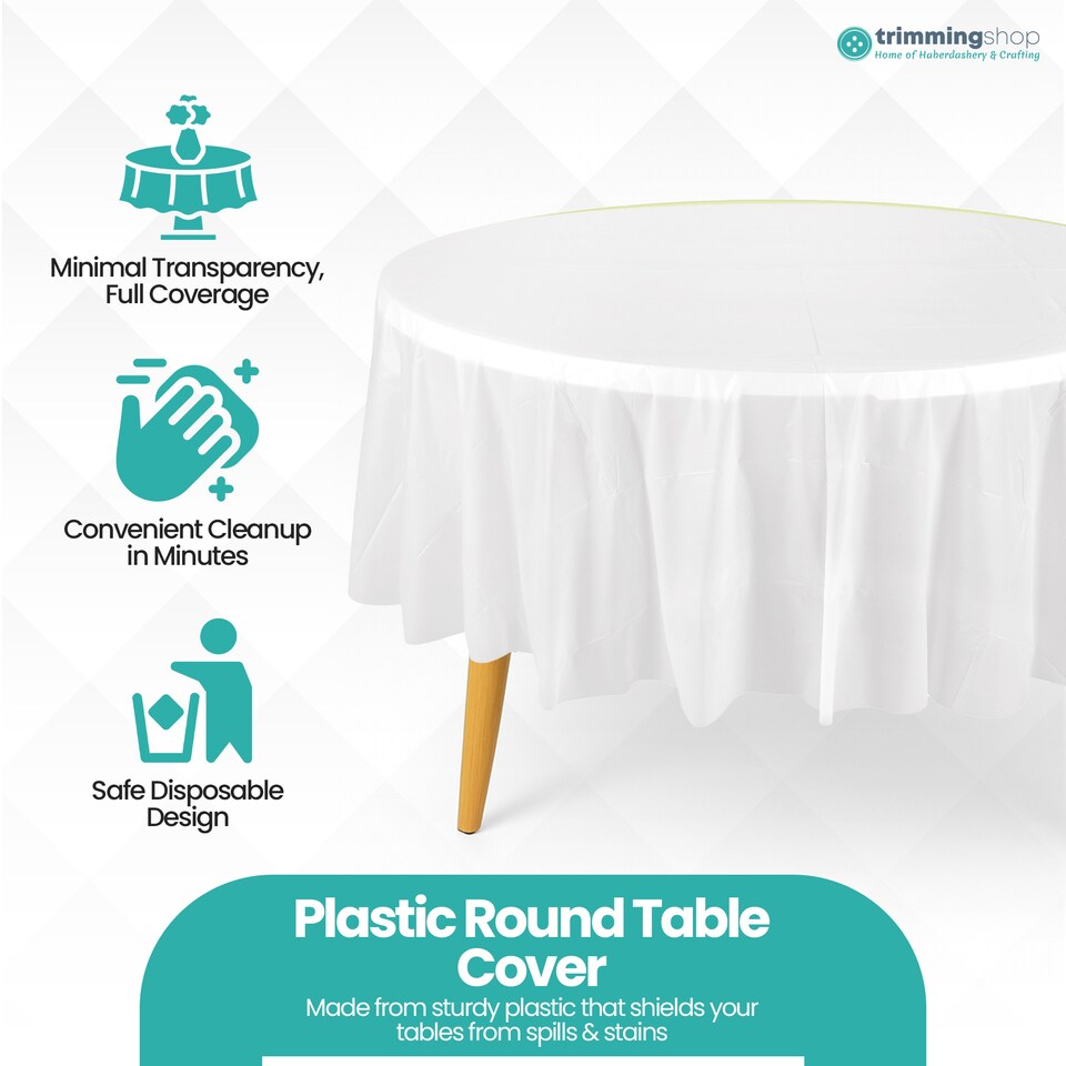 image 1 of Disposable Plastic Table Cover, Waterproof Tablecloth - 84 Inch