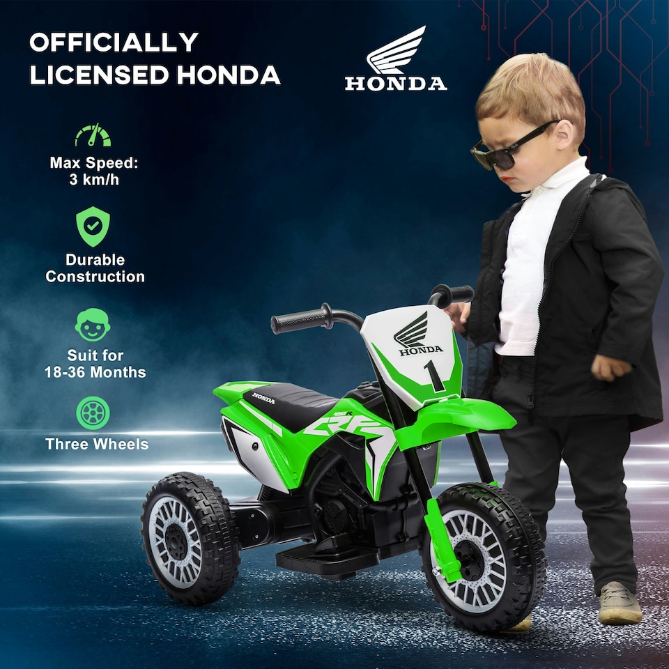 image 1 of HOMCOM Honda CRF450RL Licensed 6V Kids Electric Motorbike w/ Horn - Green