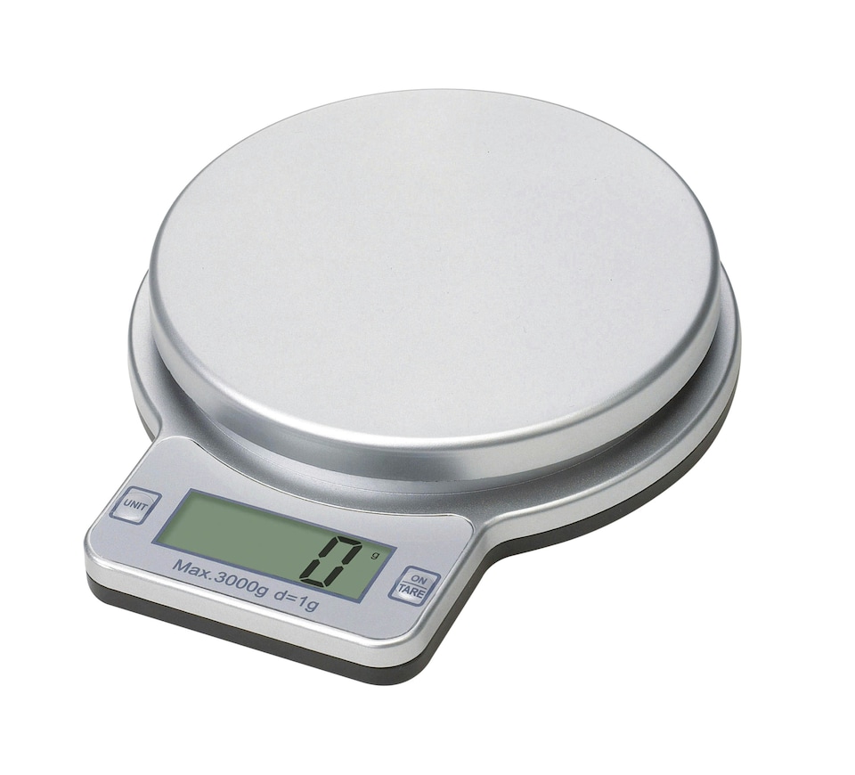 Interiors By Premier Compact 3kg Round Electronic Kitchen Scale, Elecronic Style Kitchen Scale, Easy To Read Digital Baking Scale