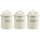 image 1 of Apollo Round Cream Kitchen Storage Canister Set of 3 Airtight Tea Coffee Sugar Containers Farmhouse Style Jars with Lids