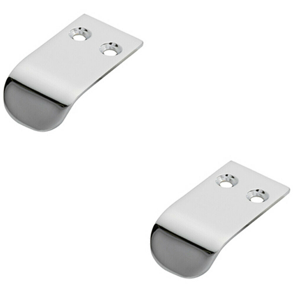 Loops 2x Semi Concealed Cabinet Finger Pull Handle 12mm Fixing Centres Polished Chrome