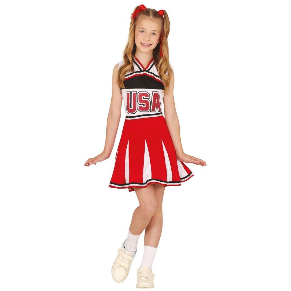image 1 of Fiestas Guirca Girls Cheerleader Costume | Red | Red/White | 7-9 years | 1
