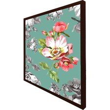 Bright flower on green (Picutre Frame) Brown | M