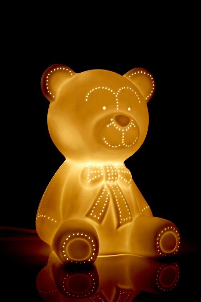 image 1 of Interiors by Premier Kids Bear Night Light, Cute Sitting Bear Design In Soft Ceramic Finish, Gentle Glow To Soothe Children