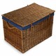 image 4 of Large Light Steamed Storage Wicker Basket with Cotton Lining Blue | Navy Blue | One Size