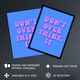 image 2 of Don't Overthink It Simple Retro Pink Blue XL Wall Art Print 24X32 In
