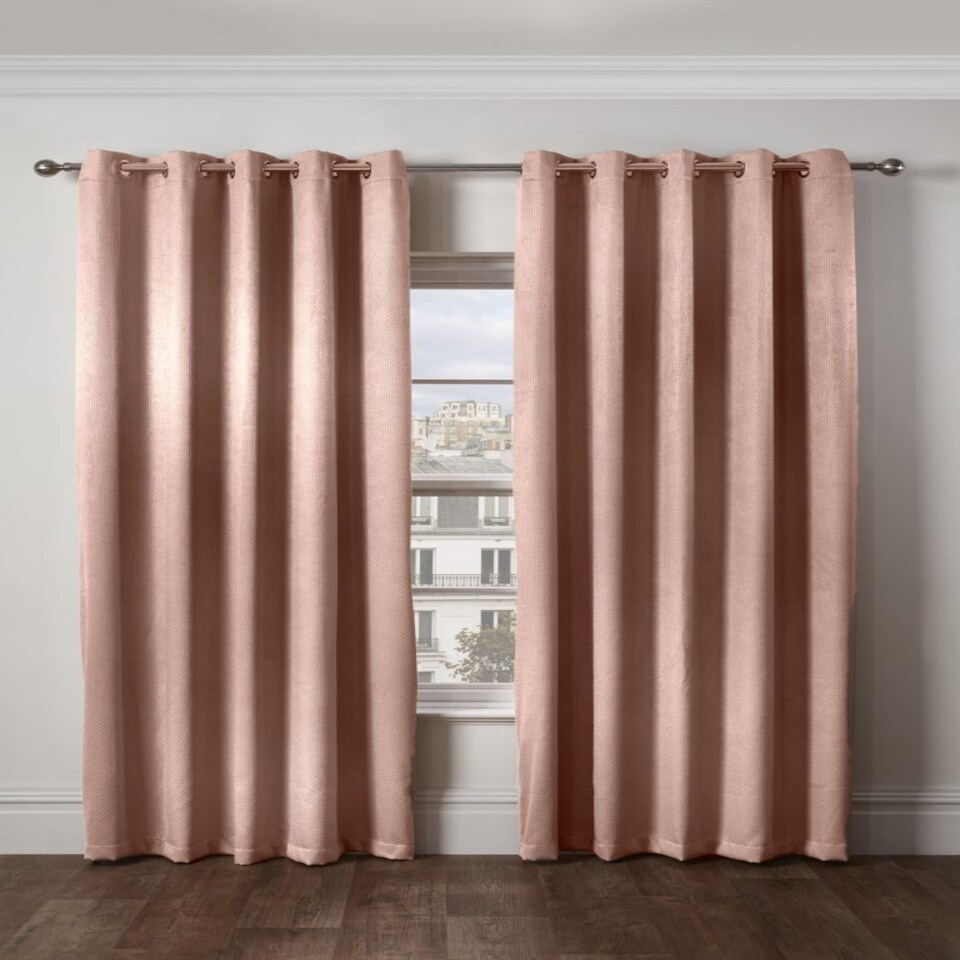 image 1 of Metro Thermal Blackout Eyelet Curtains 116cm x 137cm Blush Pink Pink | Pink