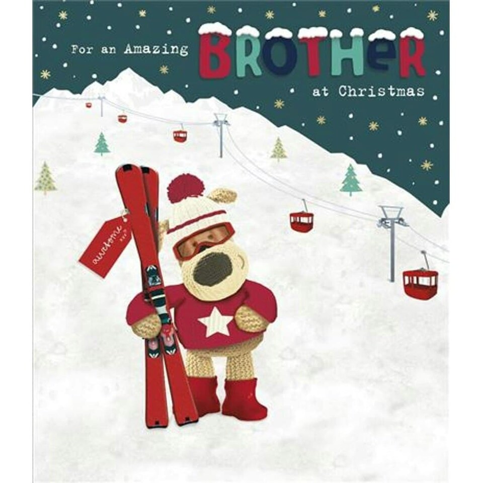 image 1 of Boofle with Skis Brother Christmas Card