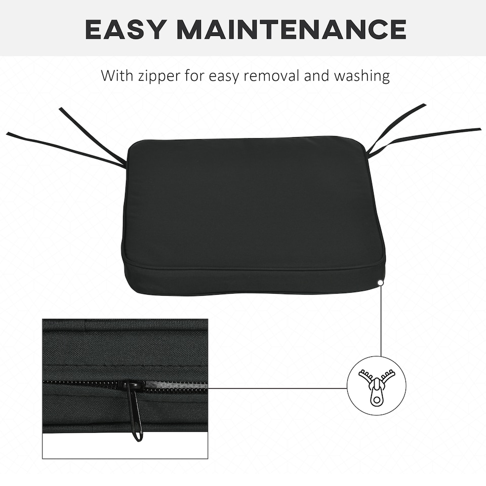 image 1 of Outsunny Set of 6 Chair Cushion Seat Pads Dining Chair w/ Straps | Black | Black | 6