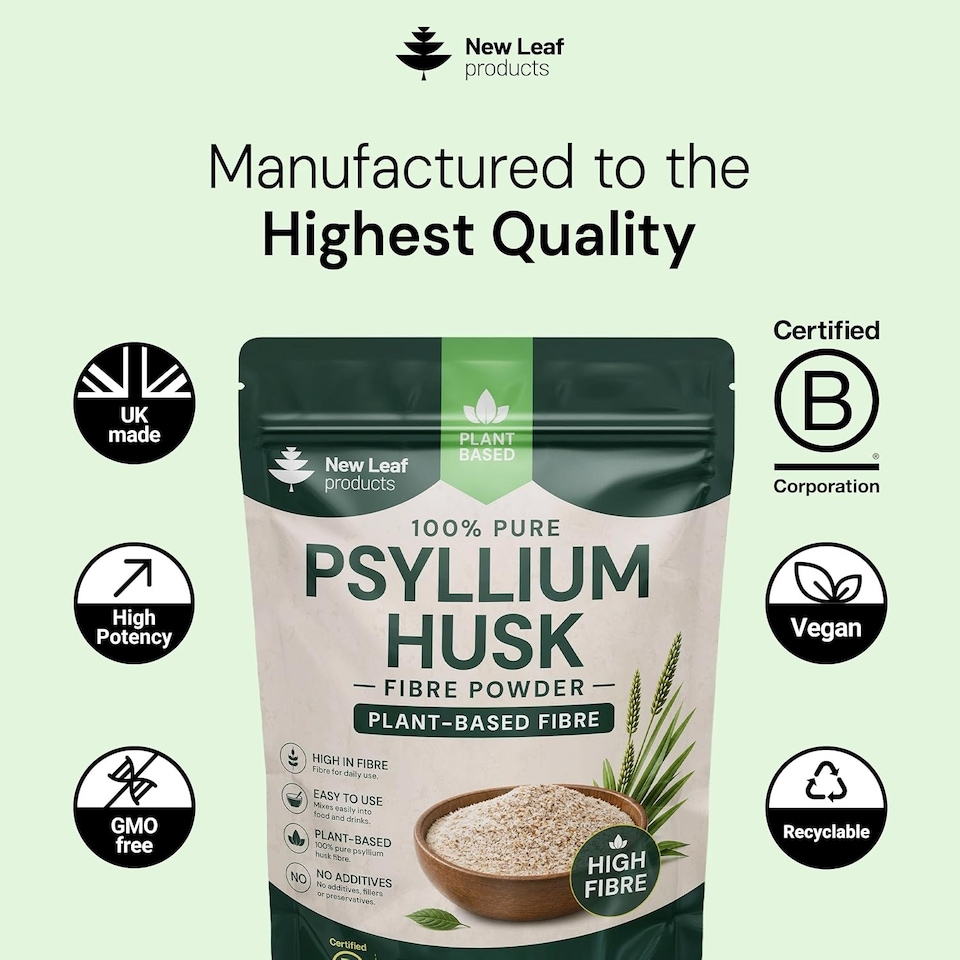 image 1 of New Leaf Psyllium Husk Powder - High Strength 5000mg Fibre Supplement