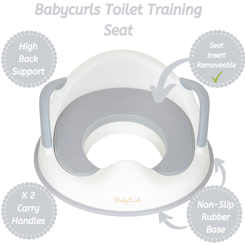 image 1 of Babycurls Toddler Toilet Training Seat with Handles - White White