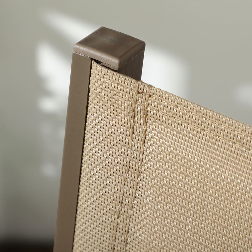 image 1 of Outsunny 2 Pieces Garden Dining Chairs, Aluminium Outdoor Armchair for 2 with Breathable Mesh Fabric, Stackable Design, Khaki