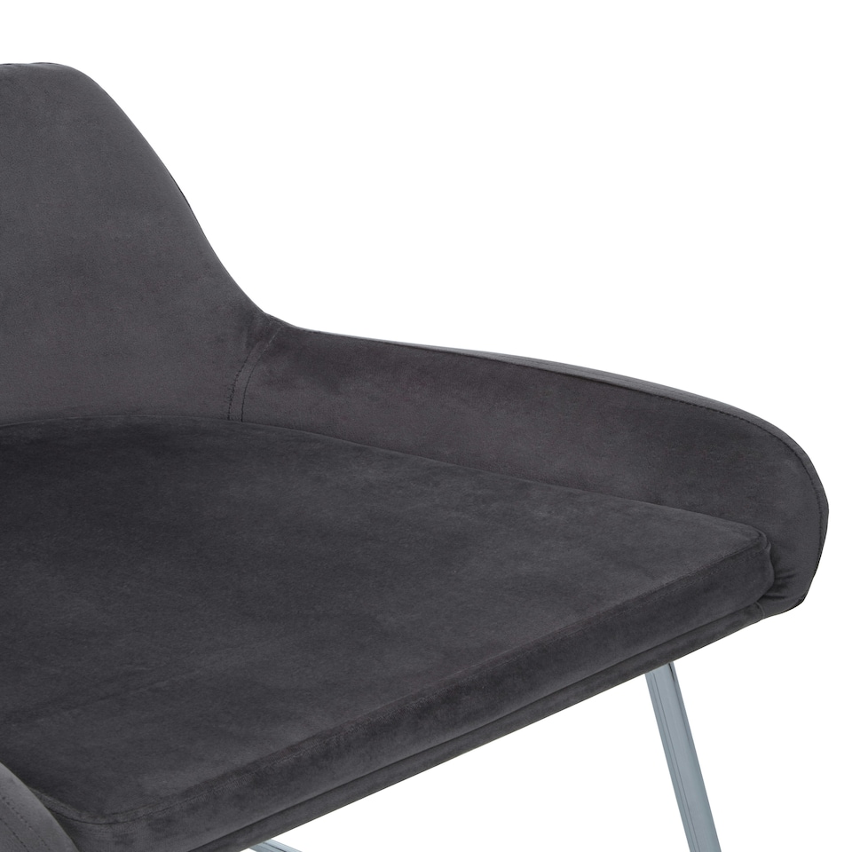 image 1 of Tamzin Grey Velvet Bar Chair With Low Arms Grey