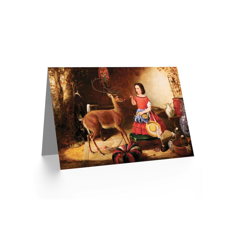 image 1 of Merry Xmas Rudolph Visits House Christmas Card