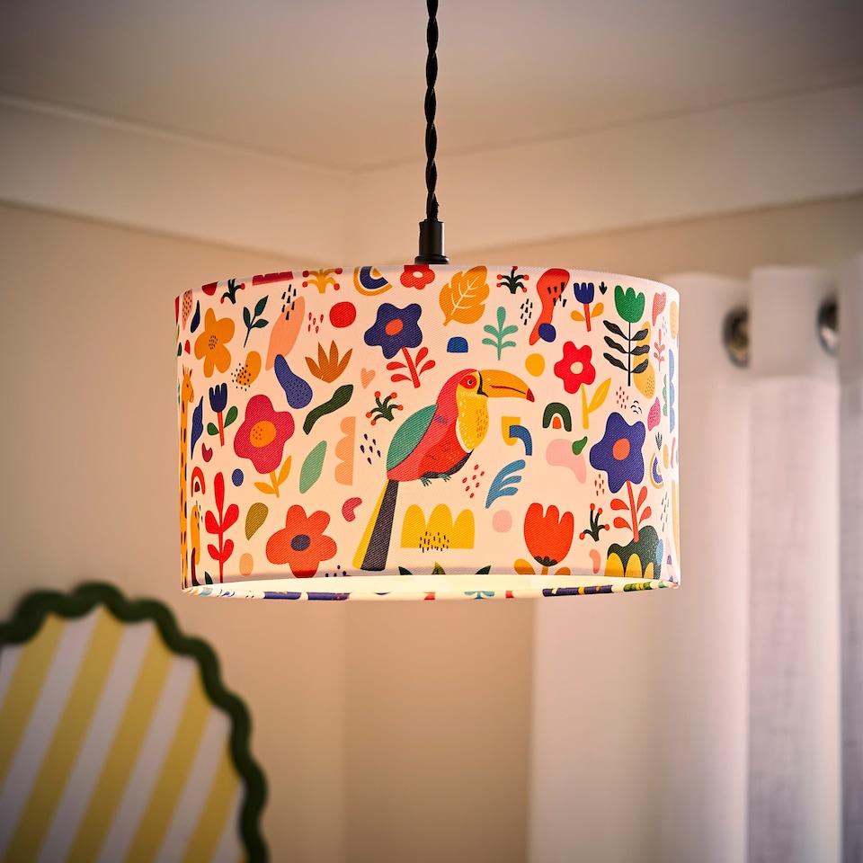 image 1 of ValueLights Kids Bright Floral Easy Fit Ceiling Light Shade