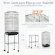 image 7 of PawHut Bird Cage for Budgie Finch Canary Parakeet W/ Stand Sliding Tray Black