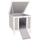 image 6 of PawHut Rabbit Hutch, Bunny Cage Outdoor Wooden House w/ Asphalt Roof, Grey