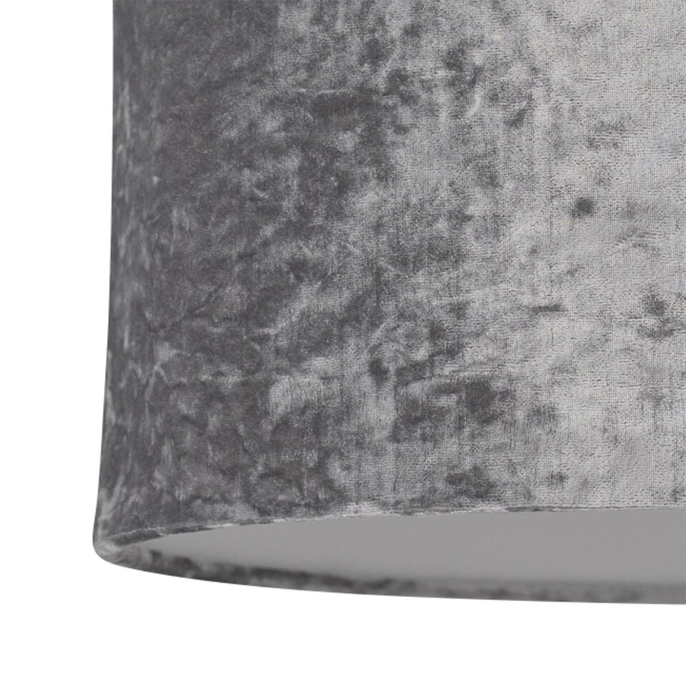image 1 of Antique Brass Stick Table Lamp with Grey Crushed Velvet Shade