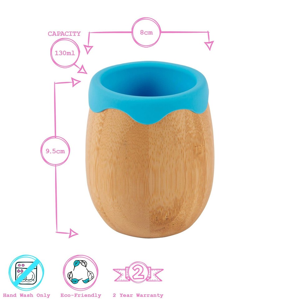 image 1 of Tiny Dining 4pc Llama Bamboo Suction Baby Feeding Set - Blue