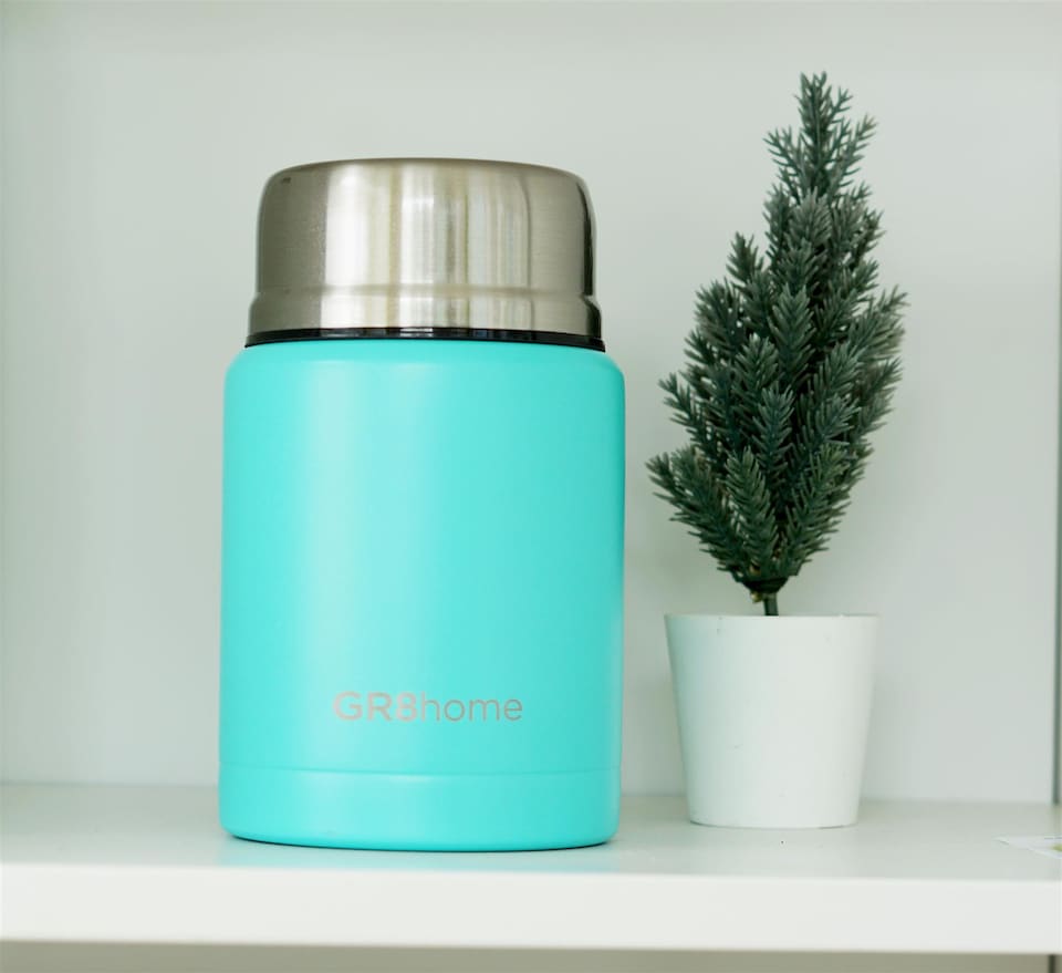 image 1 of Gr8 Home Stainless Steel Food Flask 500ml Vacuum Insulated Thermal Jar With Spoon Green