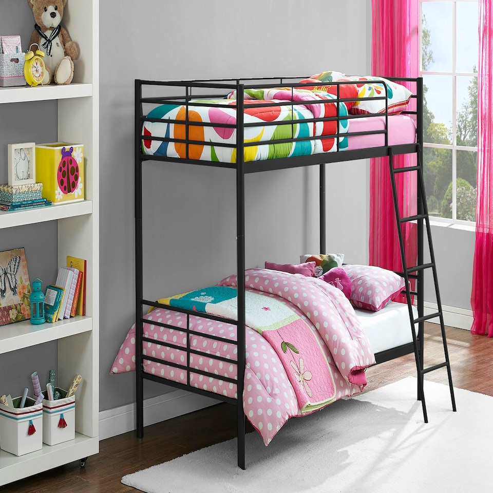 image 1 of Bunk Bed Convertible Metal Black, Single